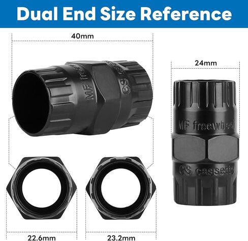 2-in-1 Bike Freewheel Removal Tool & Cassette Lockring Remover, 12-Spline 22.6mm/23.2mm, 50BV30 Quenched Heat-Treated Steel, Fits Shimano/SRAM/SunRace 5–10 Speed, 1" Hex Base in Kuwait