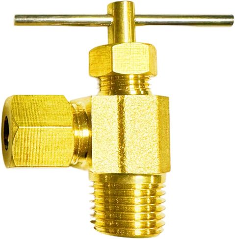 17-1111 Angle Brass Needle Valve, 1/4" Compression x 1/4" MPT, 90 Degree Precision Flow Control Valve, 1/4 Inch Compression Needle Valve for Water & Gas Shut Off in Saudi Arabia