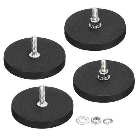 MECCANIXITY 4 Pcs 1.7" Dia Rubber Coated Magnets, 19LBS Anti-Scratch Flag Magnet Base with M4 Male Threaded Studs and Nut Magnets Holder for Camera Light Bar Mirror Tool in Saudi Arabia