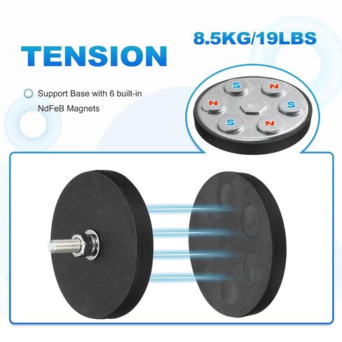 MECCANIXITY 4 Pcs 1.7" Dia Rubber Coated Magnets, 19LBS Anti-Scratch Flag Magnet Base with M4 Male Threaded Studs and Nut Magnets Holder for Camera Light Bar Mirror Tool in Saudi Arabia