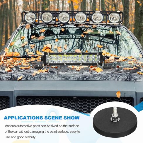 MECCANIXITY 4 Pcs 1.7" Dia Rubber Coated Magnets, 19LBS Anti-Scratch Flag Magnet Base with M4 Male Threaded Studs and Nut Magnets Holder for Camera Light Bar Mirror Tool in Saudi Arabia