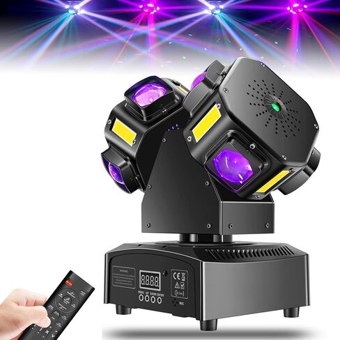 Double Head 4-in-1 RGB Moving Head DJ Light Dual Channel Independent Control RGB Beam Golden Strobe Effects Sound Activated DMX512 Stage Lights for DJ Bar Party Wedding Birthday Celebration in Saudi Arabia