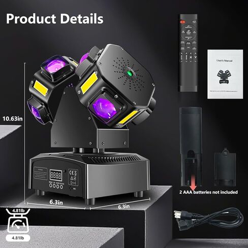 Double Head 4-in-1 RGB Moving Head DJ Light Dual Channel Independent Control RGB Beam Golden Strobe Effects Sound Activated DMX512 Stage Lights for DJ Bar Party Wedding Birthday Celebration in Saudi Arabia