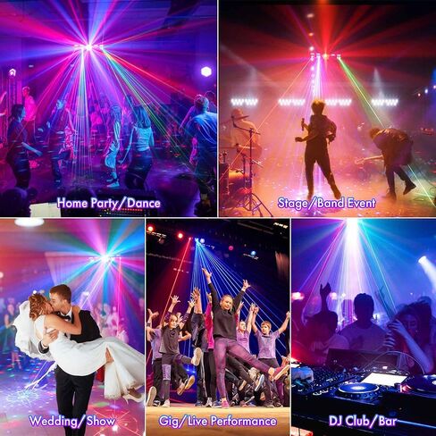 ضوء DJ مع حامل، 7 في 1 DJ DJ Disco Party Light مع حامل وحقيبة حمل أضواء RGB Par، كرة دوارة، ستروب، إضاءة للأشعة فوق البنفسجية بواسطة جهاز التحكم عن بعد المنشط بالصوت DMX للحفلات in Kuwait
