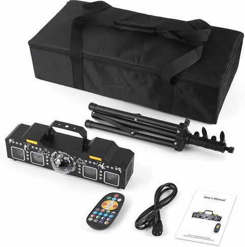 ضوء DJ مع حامل، 7 في 1 DJ DJ Disco Party Light مع حامل وحقيبة حمل أضواء RGB Par، كرة دوارة، ستروب، إضاءة للأشعة فوق البنفسجية بواسطة جهاز التحكم عن بعد المنشط بالصوت DMX للحفلات in Kuwait