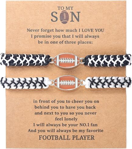 Baseball Basketball Football Soccer Cross Beaded Bracelet Adjustable Braided Sports Bracelet Perfect Valentine's Day Birthday Gift for Him Son Grandson Teen Boys Players in Kuwait