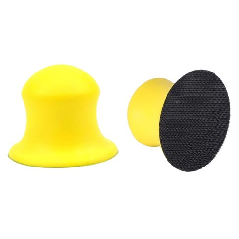 قطعتان من مكعبات الصنفرة اليدوية المستديرة مقاس 3 بوصات، كتلة صنفرة بخطاف وحلقة، قرص صنفرة بتفاصيل دائرية لترميم الأثاث الخشبي والفنون والحرف اليدوية (أصفر) in Kuwait