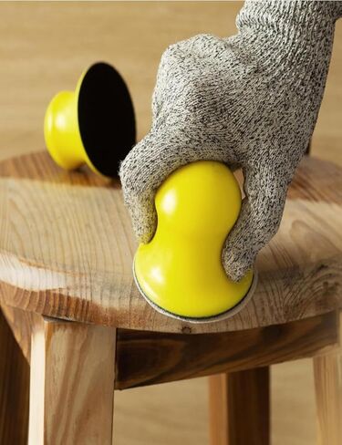 قطعتان من مكعبات الصنفرة اليدوية المستديرة مقاس 3 بوصات، كتلة صنفرة بخطاف وحلقة، قرص صنفرة بتفاصيل دائرية لترميم الأثاث الخشبي والفنون والحرف اليدوية (أصفر) in Kuwait