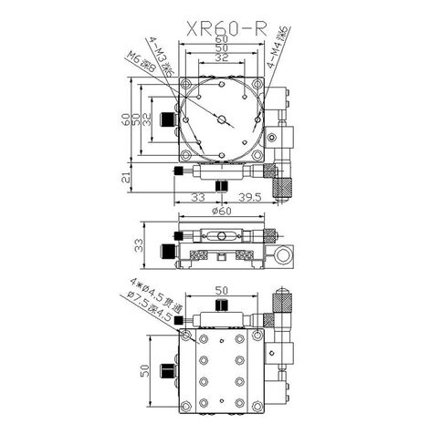 محور XR 60 مم، حركة متوازية بصرية، مرحلة دوران الإزاحة اليدوية XR60-R in Kuwait