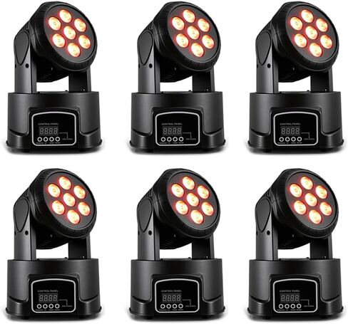 MINEJIE أضواء DJ ذات الرأس المتحرك، 12 لونًا 7 × 10 وات LED أضواء المسرح مع DMX والصوت النشط، 540 درجة عموم 180 درجة إمالة، أضواء حفلات الديسكو لحفلات الزفاف والنوادي والحفلات الموسيقية وأشرطة الديسكو (عبوتان) in Kuwait