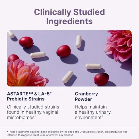 مختبرات ميكروبيوم التوازن المهبلي - البروبيوتيك المهبلي للنساء المصابات بالعصية اللبنية جاسيري - رعاية أنثوية لتشجيع توازن درجة الحموضة للنساء، وتقليل الانزعاج ودعم صحة الأمعاء (60 كبسولة) in Kuwait
