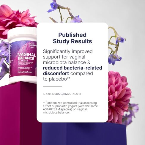 مختبرات ميكروبيوم التوازن المهبلي - البروبيوتيك المهبلي للنساء المصابات بالعصية اللبنية جاسيري - رعاية أنثوية لتشجيع توازن درجة الحموضة للنساء، وتقليل الانزعاج ودعم صحة الأمعاء (60 كبسولة) in Kuwait