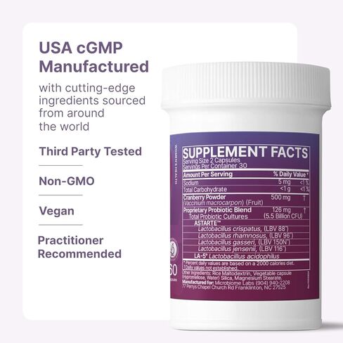 مختبرات ميكروبيوم التوازن المهبلي - البروبيوتيك المهبلي للنساء المصابات بالعصية اللبنية جاسيري - رعاية أنثوية لتشجيع توازن درجة الحموضة للنساء، وتقليل الانزعاج ودعم صحة الأمعاء (60 كبسولة) in Kuwait