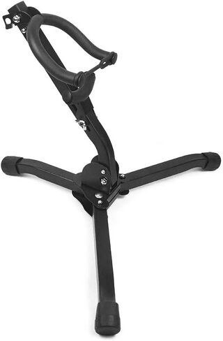 Drfeify Black Metal Saxophone Stand, Adjustable Folding Triangle Base Display Stand, Stable Support for Alto and Tenor Saxophone, Soft Padded Arms, Lock At Bell Mouth Position, Compact in Saudi Arabia