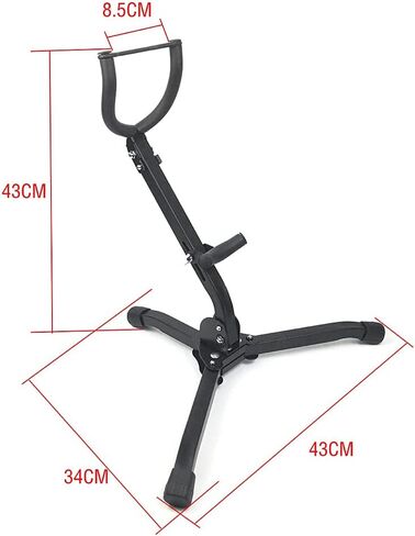 Drfeify Black Metal Saxophone Stand, Adjustable Folding Triangle Base Display Stand, Stable Support for Alto and Tenor Saxophone, Soft Padded Arms, Lock At Bell Mouth Position, Compact in Saudi Arabia