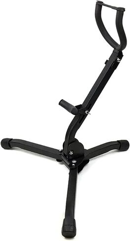 Drfeify Black Metal Saxophone Stand, Adjustable Folding Triangle Base Display Stand, Stable Support for Alto and Tenor Saxophone, Soft Padded Arms, Lock At Bell Mouth Position, Compact in Saudi Arabia