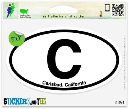 C Carlsbad California Oval Car Sticker Indoor Outdoor 5" x 3" in Saudi Arabia