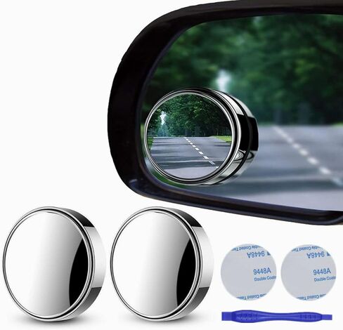 2 pcs Blind Spot Mirrors, 2" Heart Shaped HD Glass Convex 360° Wide Angle Side Rear View Mirror with ABS Housing for Cars SUV and Trucks, Chrome Heart shape, Pack of 2 in Saudi Arabia
