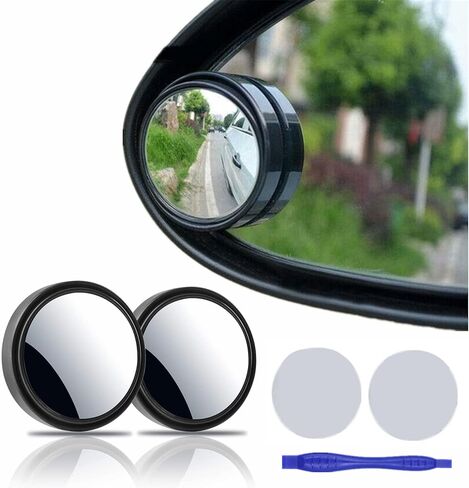 2 pcs Blind Spot Mirrors, 2" Heart Shaped HD Glass Convex 360° Wide Angle Side Rear View Mirror with ABS Housing for Cars SUV and Trucks, Chrome Heart shape, Pack of 2 in Saudi Arabia