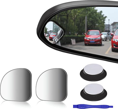 2 pcs Blind Spot Mirrors, 2" Heart Shaped HD Glass Convex 360° Wide Angle Side Rear View Mirror with ABS Housing for Cars SUV and Trucks, Chrome Heart shape, Pack of 2 in Saudi Arabia