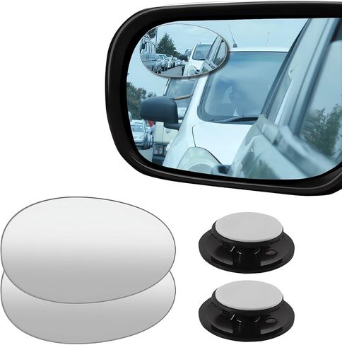 2 pcs Blind Spot Mirrors, 2" Heart Shaped HD Glass Convex 360° Wide Angle Side Rear View Mirror with ABS Housing for Cars SUV and Trucks, Chrome Heart shape, Pack of 2 in Saudi Arabia