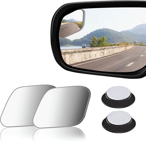 2 pcs Blind Spot Mirrors, 2" Heart Shaped HD Glass Convex 360° Wide Angle Side Rear View Mirror with ABS Housing for Cars SUV and Trucks, Chrome Heart shape, Pack of 2 in Saudi Arabia