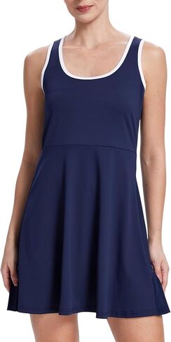 Women's Tennis Dress with Built-in Shorts, Square Neck Racerback Pleated Back for Tennis Pickleball Golf Gym in Saudi Arabia