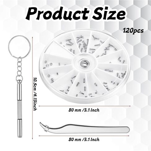 120 Piece Eyeglass Repair Kit Stainless Steel Glasses Screws and Nuts with Precision Screwdriver and Tweezers Universal Eyeglasses Kit Repair Tool for Glasses Sunglasses Watch Jewelry in Saudi Arabia