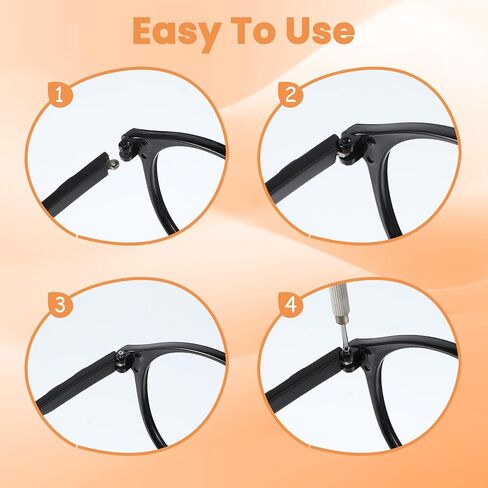 1 Pair Glasses Arm Replacement, Black Eyeglasses Repair Kit Eyeglass Arms Replacement with Screws Washers Screwdriver Nose Pads 6mm Temple Arms for Glass Sunglasses Convex Single Teeth 1.2mm in Saudi Arabia