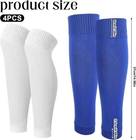 Xthrotsenk 2 Pairs Pre Cut Soccer Socks Soccer Leg Sleeves Sock Football Shin Guard Sleeves Pre Cut Socks for Adult Football Training (Blue, White) in Saudi Arabia