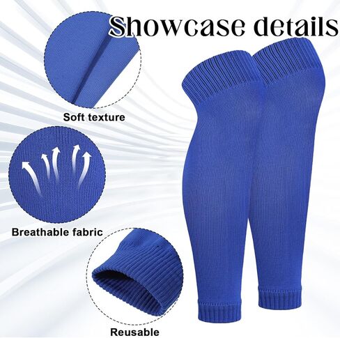 Xthrotsenk 2 Pairs Pre Cut Soccer Socks Soccer Leg Sleeves Sock Football Shin Guard Sleeves Pre Cut Socks for Adult Football Training (Blue, White) in Saudi Arabia