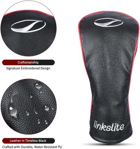 Golf Headcovers Set of 3 Driver, Fairway, Hybrid Waterproof PU Leather Scratch‑Resistant Plush Lining, Premium Gift Box in Kuwait