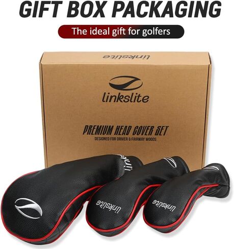 Golf Headcovers Set of 3 Driver, Fairway, Hybrid Waterproof PU Leather Scratch‑Resistant Plush Lining, Premium Gift Box in Kuwait