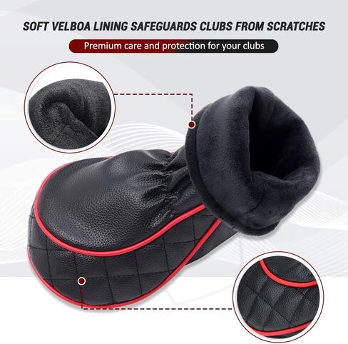 Golf Headcovers Set of 3 Driver, Fairway, Hybrid Waterproof PU Leather Scratch‑Resistant Plush Lining, Premium Gift Box in Kuwait