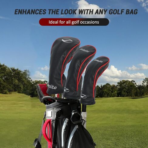 Golf Headcovers Set of 3 Driver, Fairway, Hybrid Waterproof PU Leather Scratch‑Resistant Plush Lining, Premium Gift Box in Kuwait