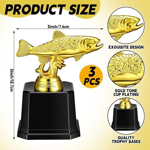 Fumete 6 Pcs Fishing Tournament Prizes 3 Fishing Trophy 3 Fish Award Medals Funny Fishings Gifts for Deep Sea Fishermen Tournaments Match Sports Competition Teams Biggest Catch Recognition in Saudi Arabia
