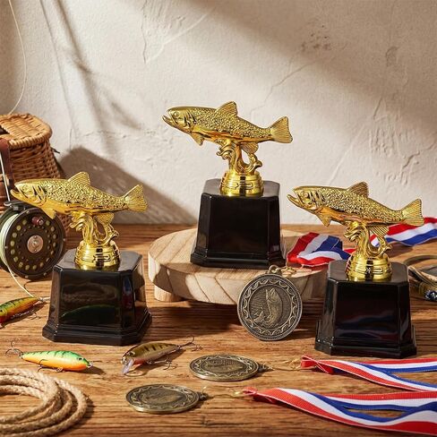 Fumete 6 Pcs Fishing Tournament Prizes 3 Fishing Trophy 3 Fish Award Medals Funny Fishings Gifts for Deep Sea Fishermen Tournaments Match Sports Competition Teams Biggest Catch Recognition in Saudi Arabia