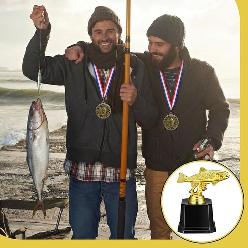 Fumete 6 Pcs Fishing Tournament Prizes 3 Fishing Trophy 3 Fish Award Medals Funny Fishings Gifts for Deep Sea Fishermen Tournaments Match Sports Competition Teams Biggest Catch Recognition in Saudi Arabia