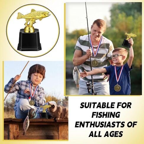 Fumete 6 Pcs Fishing Tournament Prizes 3 Fishing Trophy 3 Fish Award Medals Funny Fishings Gifts for Deep Sea Fishermen Tournaments Match Sports Competition Teams Biggest Catch Recognition in Saudi Arabia