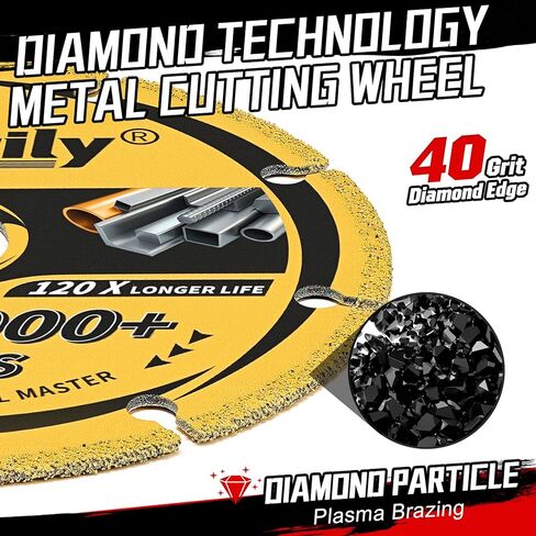 Sbestily Diamond Cutting Wheel 4 1/2 x 7/8 Inch for Metal, Cut Off Wheels with 5000+ Cuts on Rebar, Steel, Iron,INOX, Ceramic, Tiles, Angle Grinder Attachment Cutting Blades (3PCS) in Kuwait