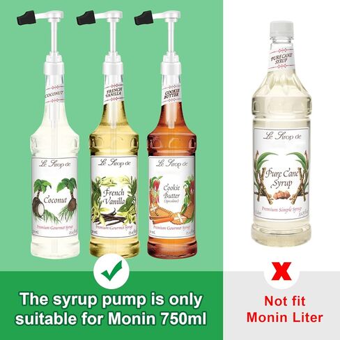 Coffee Syrup Pump for 750 ml Bottle – 4 Pack Syrup Dispenser Pumps Compatible with Monin Glass Bottles – No Clog, Precise Dispensing, Includes 4 Tip Covers – for Coffee Bar, Kitchen, White in Saudi Arabia