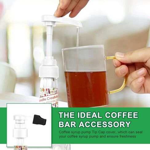 Coffee Syrup Pump for 750 ml Bottle – 4 Pack Syrup Dispenser Pumps Compatible with Monin Glass Bottles – No Clog, Precise Dispensing, Includes 4 Tip Covers – for Coffee Bar, Kitchen, White in Saudi Arabia