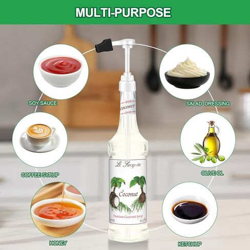 Coffee Syrup Pump for 750 ml Bottle – 4 Pack Syrup Dispenser Pumps Compatible with Monin Glass Bottles – No Clog, Precise Dispensing, Includes 4 Tip Covers – for Coffee Bar, Kitchen, White in Saudi Arabia
