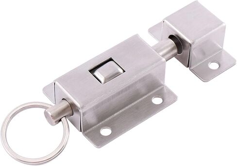 Slide Latch,Gate Bolt Lock,Bolt Sliding Door Lock, 3 Inch Long Stainless Steel Spring Door Latch with Button Slide Lock Barrel Bolt Practical in Saudi Arabia