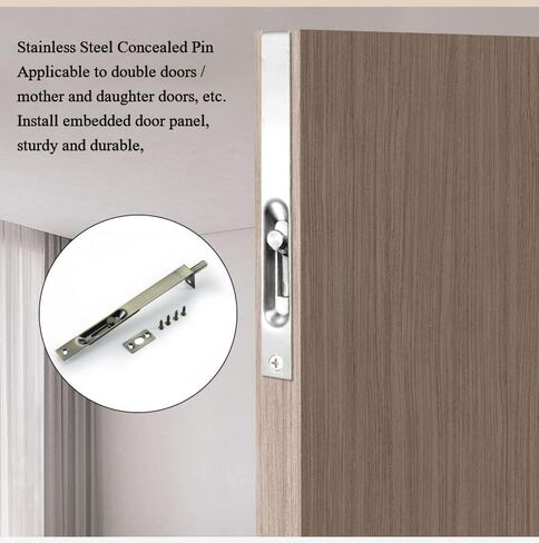 Door Lock,Gate Bolt Stainless,Slide Bolt,Concealed French Door Lock, Metal Flush Latch Bolts for French Doors, Composite Doors, Door Latch, ?Brush Stainless Steel Finish in Saudi Arabia