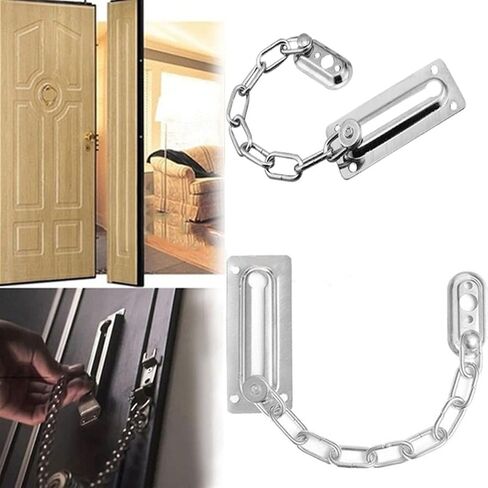 Latch Lock Sliding Door Lock Chrome Anti-Theft Bolt Safety Chain Hotel Office Security Restrictor Gate Cabinet Latches Decorative Hardware in Saudi Arabia