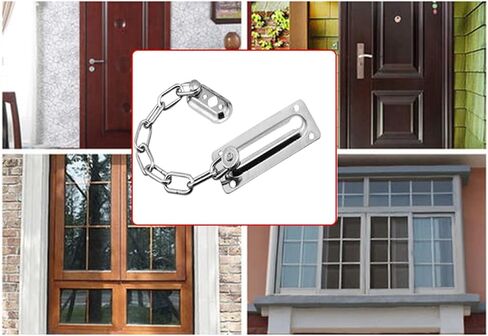 Latch Lock Sliding Door Lock Chrome Anti-Theft Bolt Safety Chain Hotel Office Security Restrictor Gate Cabinet Latches Decorative Hardware in Saudi Arabia