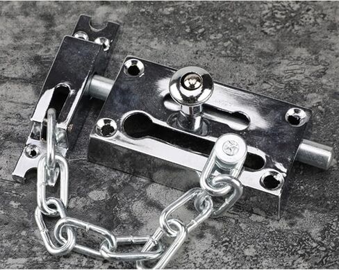 واقي باب بقفل سلسلة، سلسلة سبائك الفندق، المنزل، النافذة، دبوس منزلق آمن، قفل سلسلة مضاد للسرقة، أجهزة قفل قديمة. (برونزي) in Kuwait