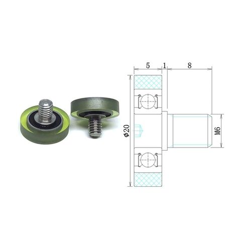 1 piece OD24 X W8 X M6 External Thread Bearing Roller in Saudi Arabia