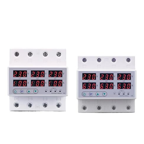 3 Phase 3P+N Voltmeter Ammeter Adjustable Over and Under Voltage Current Limit Protection Monitor Relay Protector(63A with N 3X220V) in Saudi Arabia